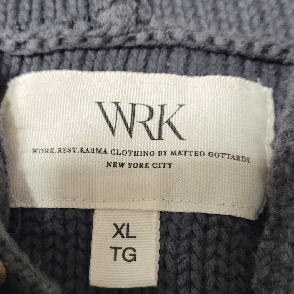 WRK work rest karma Matteo Gottardi Mens XL Cotton Knit Hoodie Sweater - Picture 2 of 9